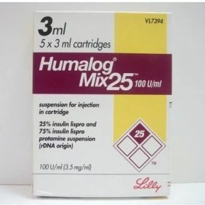 Humalog Mix 25 100IU Cartridges Eli Lilly