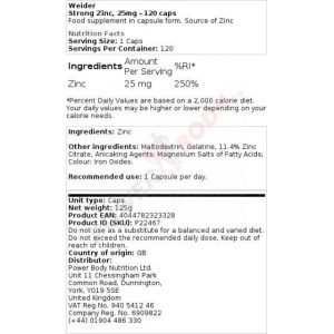 Weider Strong Zinc Caps Weider